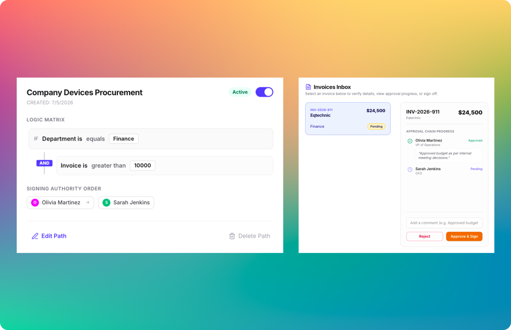 Sennder accounts payable UI screens on a gradient background