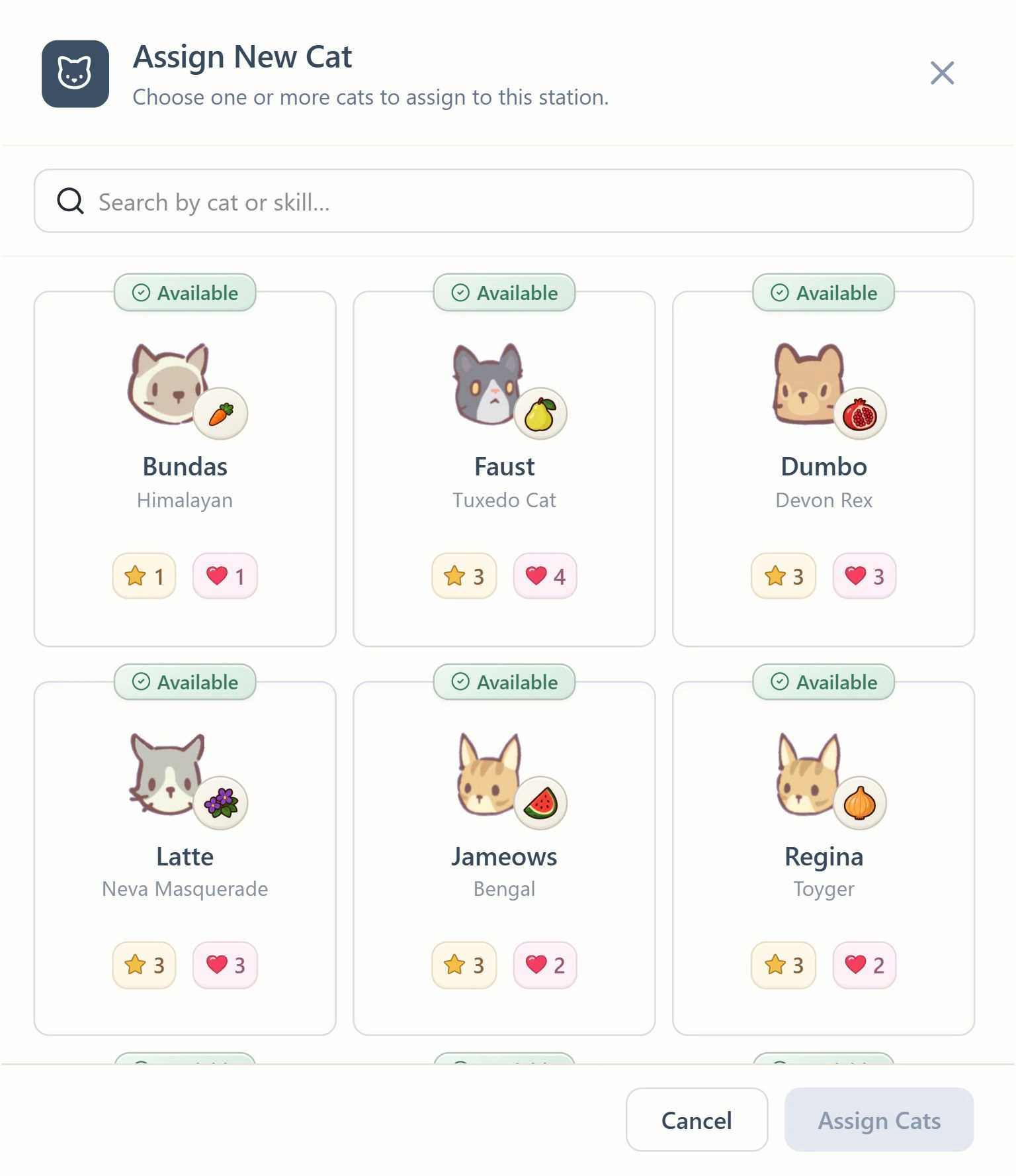 Matching cats with stations