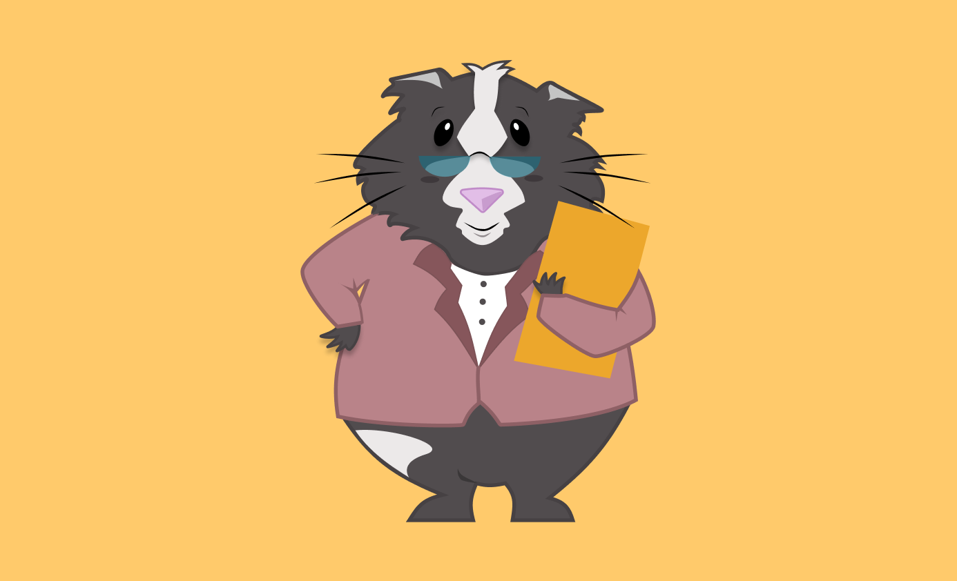 Gray cat in glasses and a mauve jacket against a warm yellow background